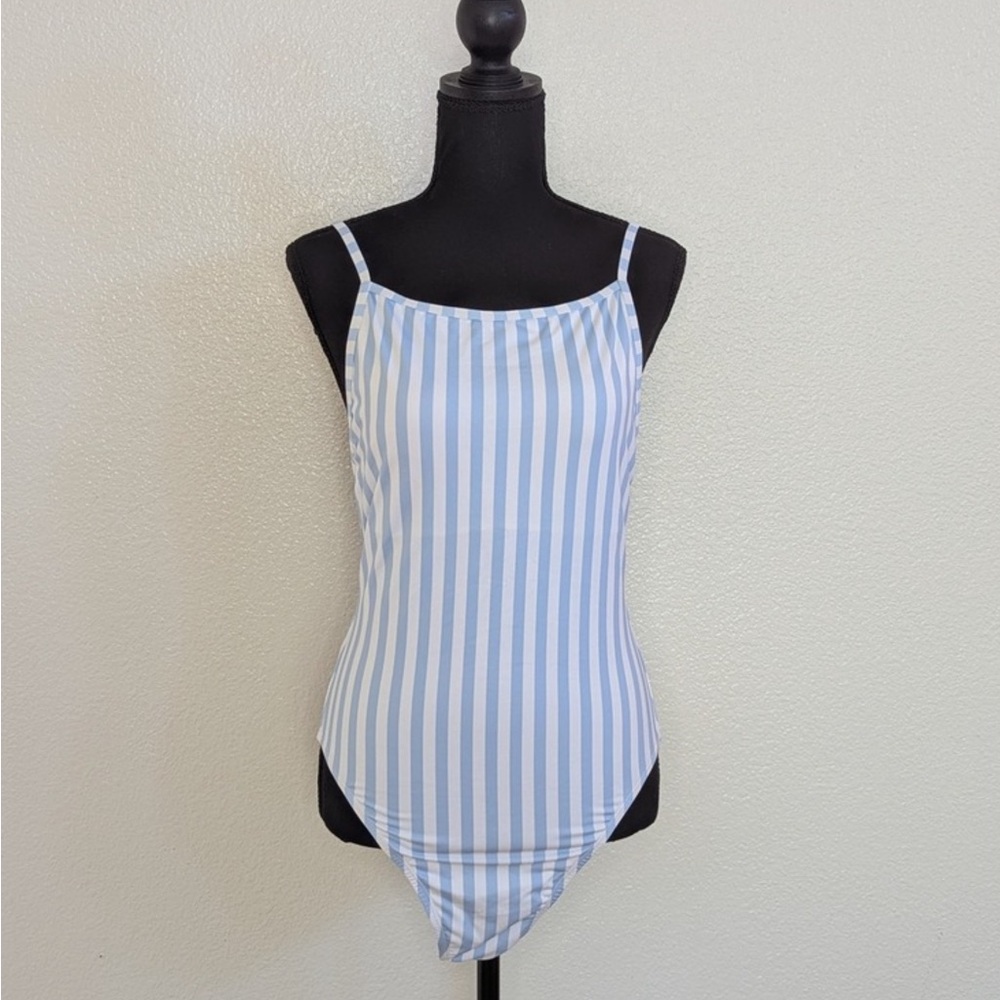 Andie Blue and White Striped One Piece Swimsuit